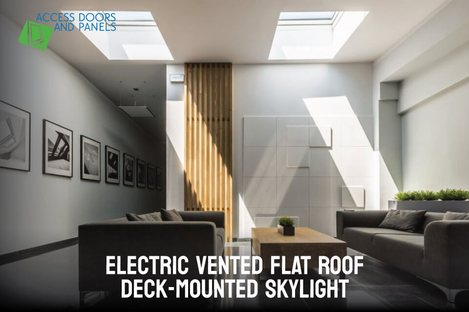 Electric Vented Flat Roof Deck-Mounted Skylight